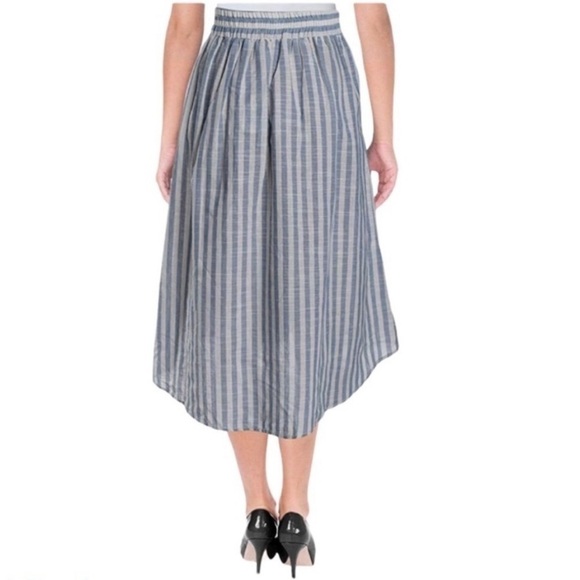 Max Studio - NWT Hi-Low Hem Linen Blend Striped Skirt Sz M - Picture 2 of 9